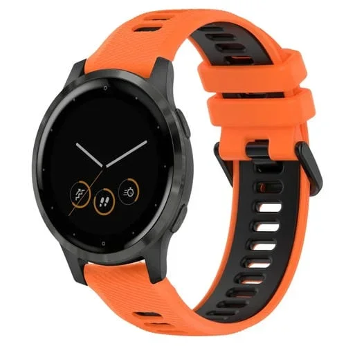 Correa para Garmin Vivoactive 4S 18mm Silicona Deportiva Bicolor (Naranja + Negro)