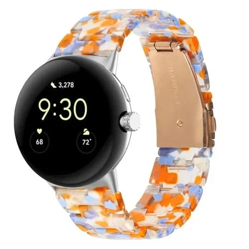 Correa para Google Pixel Watch resin three-beads con diseño flor amarilla
