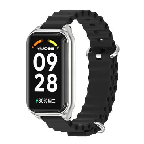 Correa para Redmi Band 2 Mijobs Metal Shell Ocean Silicona (Negro Plata)