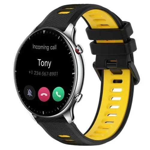 Correa silicona 22mm para Amazfit GTR 2 Sports dos colores (Negro + Amarillo)