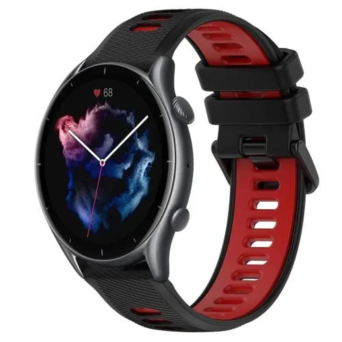 Correa silicona 22mm para Amazfit GTR 3 Sports dos colores (Negro + Rojo)
