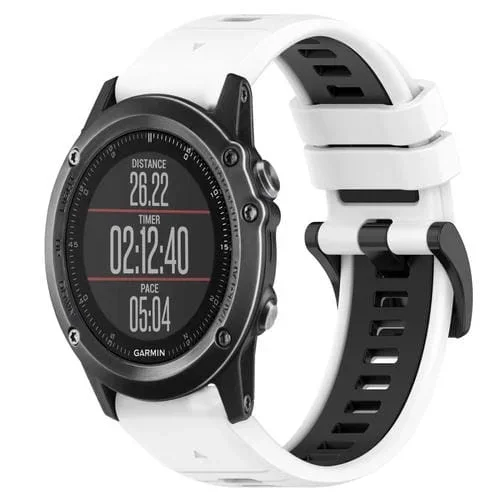 Correa silicona deportiva para Garmin Fenix 3 Sapphire 26mm (Blanco + Negro)