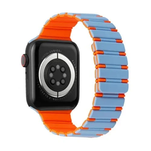 Correa Silicona Magnética Apple Watch Series 3 38mm (Azul Niebla y Naranja)