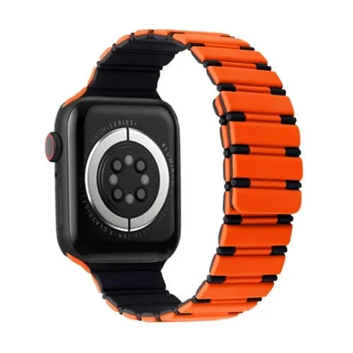 Correa Silicona Magnética Apple Watch Series 8 45mm (Naranja y Negro)