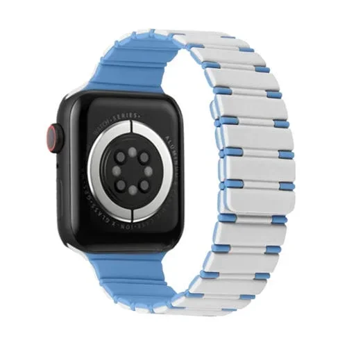 Correa silicona magnética dos colores Apple Watch SE 2023 44mm (Azul Niebla Blanco Antiguo)