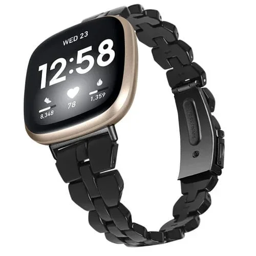 Correa universal Rhombus Resin para Fitbit Versa 3 y Sense (Negro)