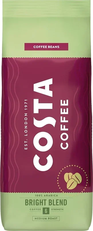 Costa Coffee Bright Blend Medium Bean, Café en grano (Bright Blend, 1 kg)