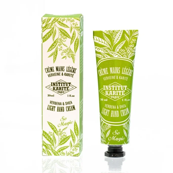 Crema de manos suavizante / Institut Karite Paris / Verbena & Light Shea, hidratante profunda, rápida absorción, textura ligera, 30 ml para piel suave y cuidada