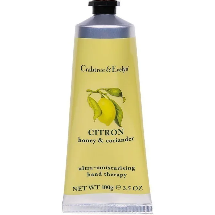 Crema de manos ultra hidratante Crabtree & Evelyn Citron, Honey & Coriander, fórmula nutritiva y reparadora, textura rica, 100 g