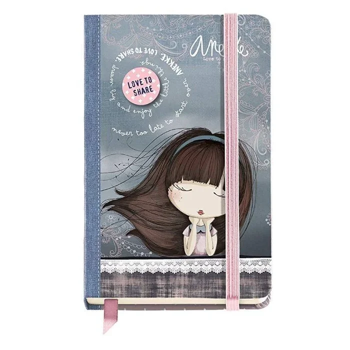 Cuaderno miquel rius logbook moon anekke 100054 – 90*140mm – 100 hojas lisas – cinta marcador – cierre goma elástica