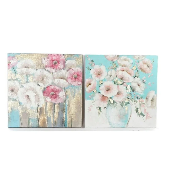 Cuadro dkd home decor 99,5 x 3,5 x 99,5 cm florero shabby chic (2 unidades)