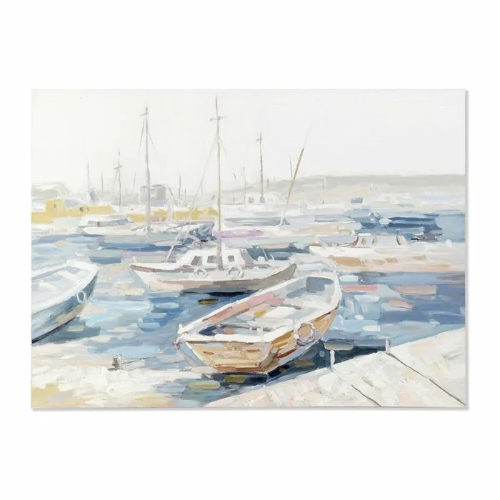 Cuadro dkd home decor barco mediterráneo (120 x 3,8 x 90 cm)
