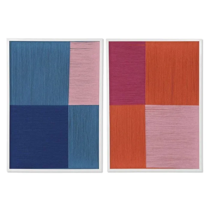 Cuadro home esprit azul naranja moderno urbano 50 x 2,5 x 70 cm (2 unidades)