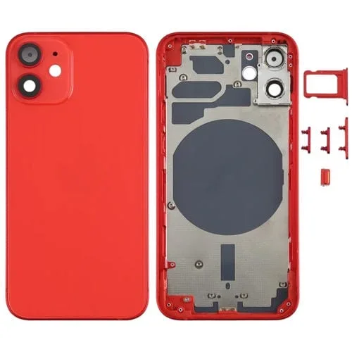 Cubierta Carcasa Trasera con Bandeja Tarjeta SIM Llaves Laterales Lentes Cámara Apple iPhone 12 Mini (Negro)