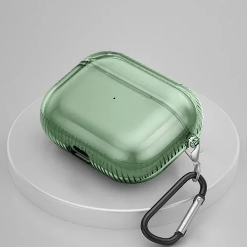 Cubierta Protectora Auriculares TPU Airbag Airpods Pro (Verde Transparente) 2 Pcs