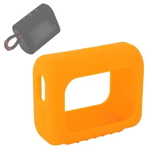 Cubierta Protectora Silicona para Altavoz Bluetooth JBL Go3 Portátil con Mosquetón (Naranja)