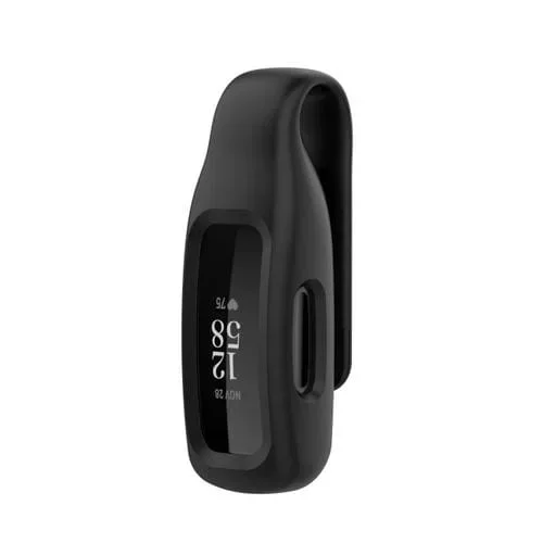 Cubierta Protectora Silicona para Fitbit Inspire 3 con Clip Hoja de Acero (Negro)