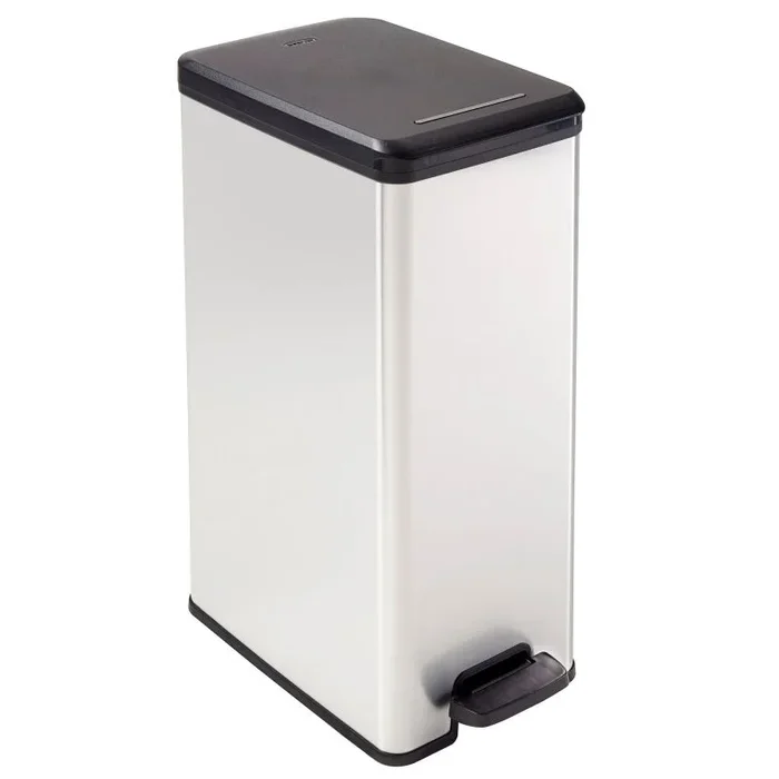 Cubo de basura rectangular de plástico con efecto metálico, curver, 40 l