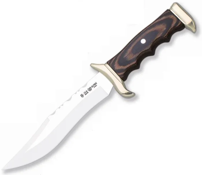 Cuchillo Alpina 8503 Miguel Nieto de 31 cms, con hoja de acero de 18 cms y mango de Madera stamina y Zamak con funda de piel de primera calidad (marrón)