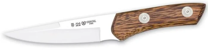 Cuchillo Chacal 11016 Miguel Nieto de 19 cms, con hoja de acero de 9 cms y mango de Madera natural de palmera con funda de piel de primera calidad (marrón)