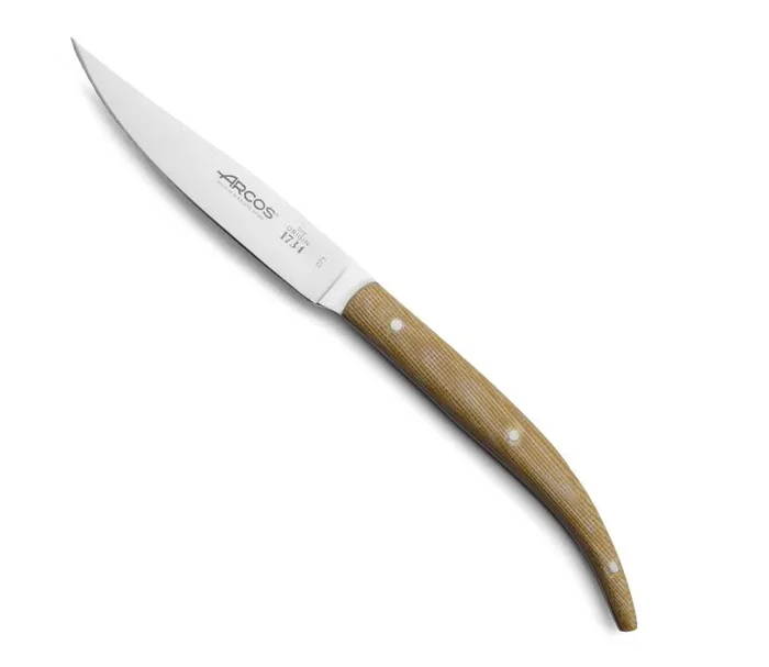 Cuchillo Chuletero fijo Arcos 373728 de acero inoxidable Nitrum, mango Micarta y hoja de 11 cm en caja
