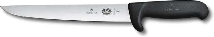 Cuchillo de sacrificio y despiece Victorinox 5.5503.22L, hoja recta de acero inoxidable de 22 cm con punta de seguridad, mango Fibrox negro antideslizante