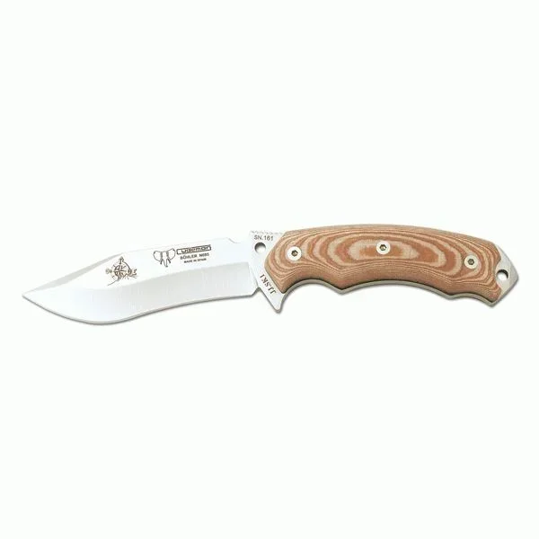 Cuchillo de supervivencia JJSK1 Cudeman 124-X con mango micarta color marrón / negro hoja de 12 cm y funda