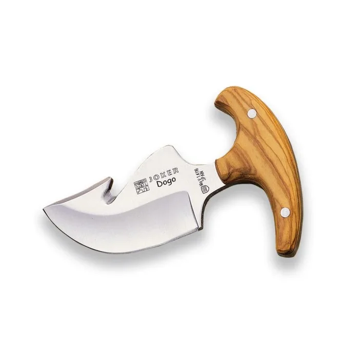 Cuchillo desollador Joker «Dogo» CO11, con mango en madera de olivo, hoja de 8 cm MOVA, Joker, peso 100 gramos, herramienta de pesca, caza, camping y senderismo