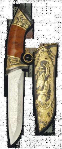 Cuchillo Fantasía Toledo Imperial Hoja de Acero Inox decorada de 17.5 cm Incluye Funda 31968