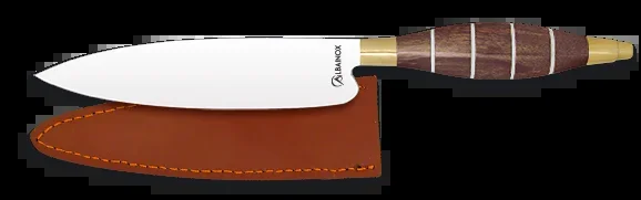 Cuchillo + Funda Cuero. Madera.hoja: 15