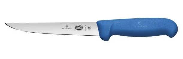 Cuchillo para deshuesar Victorinox Fibrox 15 cm, ideal para separar carne del hueso, hoja recta y ancha de acero inoxidable ultra afilada, mango antideslizante, negro.