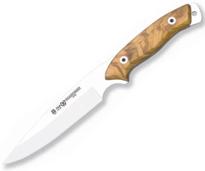 Cuchillo Roadrunner 8908 Miguel Nieto de 25 cms, con hoja de acero de 13 cms y mango de Madera natural de olivo con funda de piel de primera calidad (marrón)