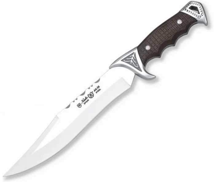 Cuchillo Toledo 2514 Miguel Nieto de 36 cms, con hoja de acero de 23 cms y mango de Cromo duro y ABS con funda de piel de primera calidad (marrón)