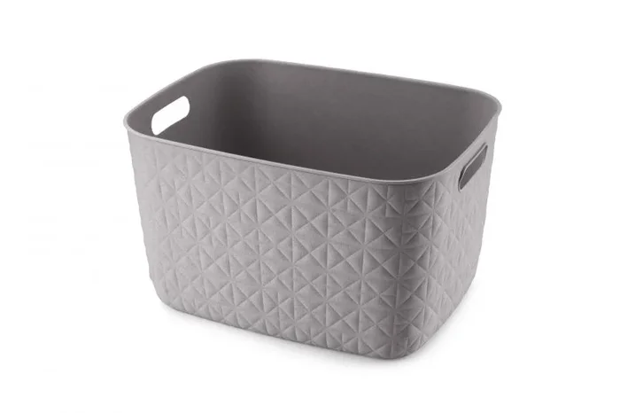 CURVER – Cesta de almacenamiento Softex 19L – Diseño elegante, ligero, apilable y práctico, 70% reciclado, tamaño espacioso, 37 x 29 x 22 cm, color gris