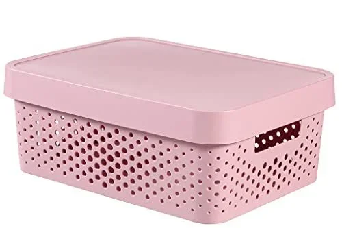 CURVER Cinta elástica y depósito Infinity 11L con Tapa, plástico, Rosa, 36 x 27 cm