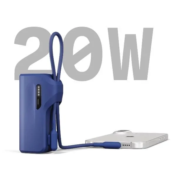 Cygnett battery bank thumboost 5k powerbank con cavo integrato (blu) (cy5357pbche)