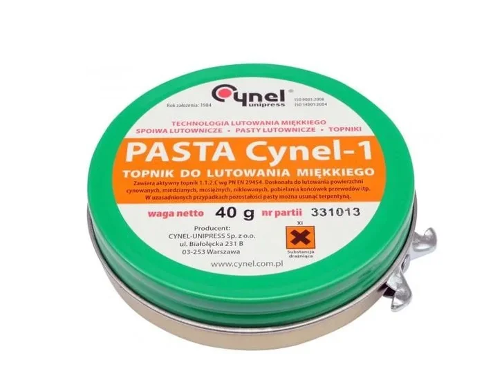 Cynel IN-AW-WG-80X-03-9-000-2 pasta de soldadura 40g, mejora la conductividad y facilita la soldadura en componentes electrónicos y eléctricos