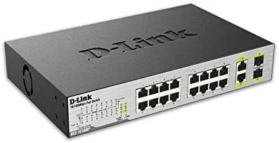 D-link des-1018mp 16-ports 10/100 unmanaged poe switch, 2 1000base-t/sfp combo ports – 16 x 10/100 mbps poe ports – 2 x gigabit