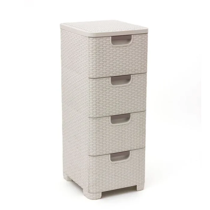Dajar Curver 209 907 Torre de Almacenamiento Estilo Aspecto Rattan Polipropileno 4 x 14 L