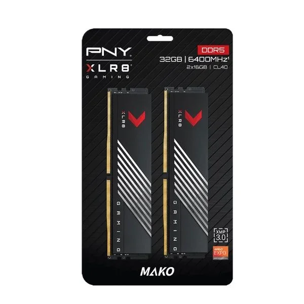 Ddr5 32gb 6400mhz pny xlr8 gaming mako cl40 1.2v disipador kit 2x16gb