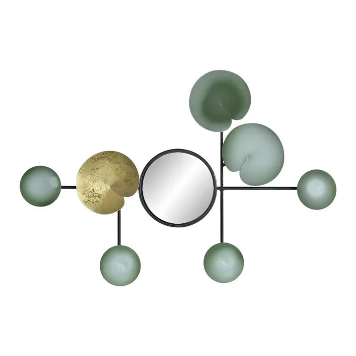 Decoración de pared dkd home decor espejo hojas dorado metal menta oriental (45 x 3 x 30 cm)
