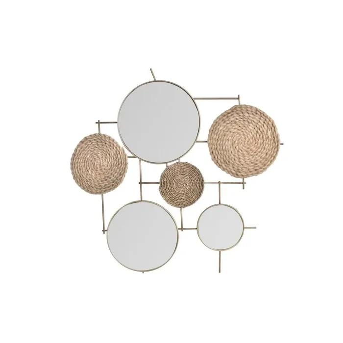 Decoración de pared dkd home decor espejo natural metal marrón cobre fibra (72 x 3,5 x 74 cm)