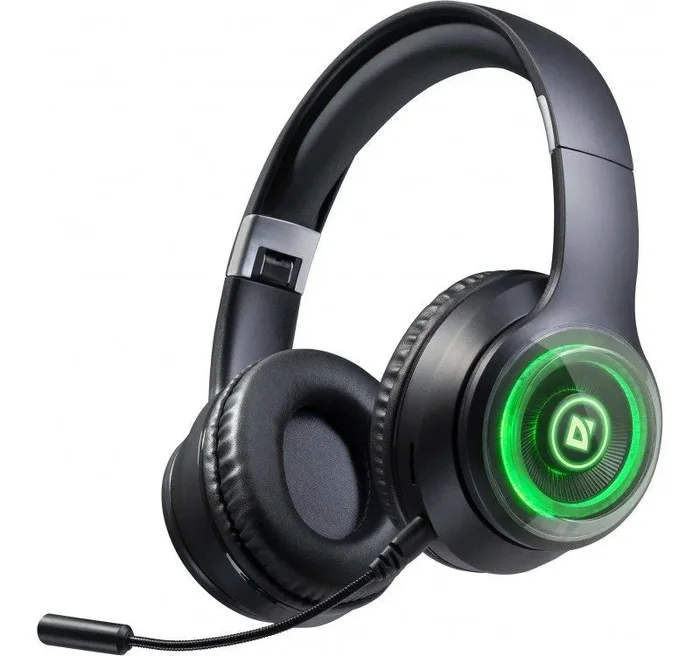 Defender® – Auriculares Bluetooth (32 horas, inalámbricos, Bluetooth con 6 modos de ecualización, estéreo de alta fidelidad, iluminación LED, micrófono desmontable, auriculares inalámbricos para