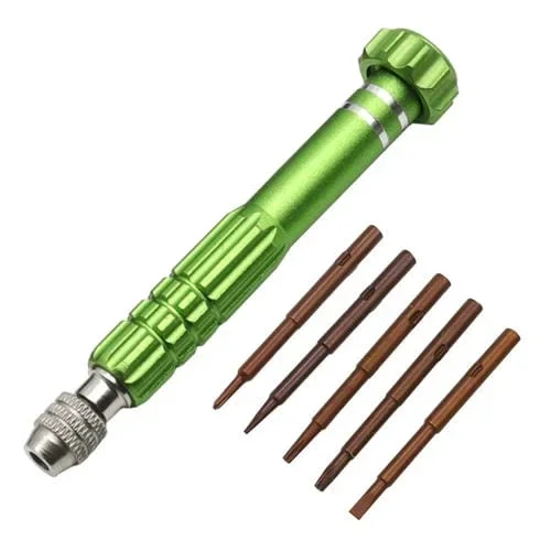 Destornillador de Aleación de Aluminio 5 en 1 Herramientas de Desmontaje y Reparación de Phones Móviles (Verde)
