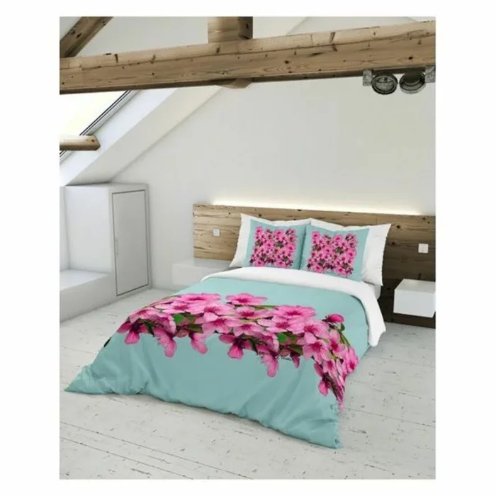 Devota & Lomba Flor Almendro Cenefa Funda Nórdica, Algodón, Multicolor, cama 135 cm