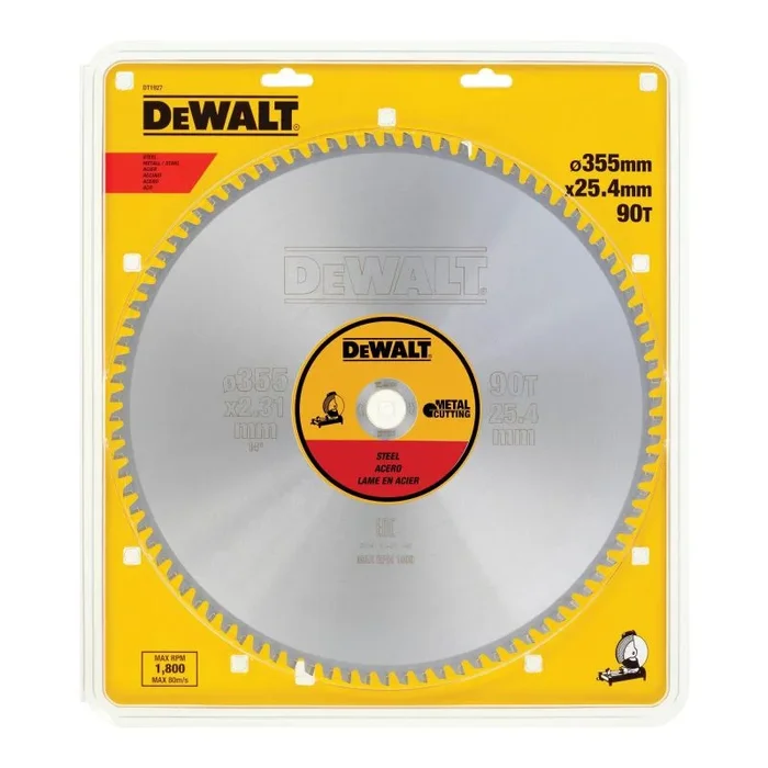 DeWalt DT1927-QZ – Hoja para sierra circular estacionaria, 355 x 25,4 mm, 90D para acero TCG +1, 5º