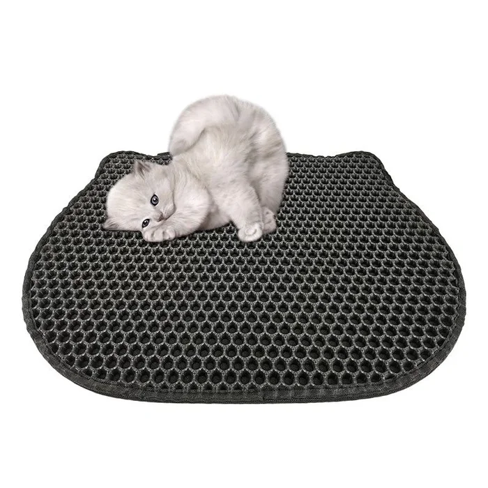 Diamentiq alfombrilla para bandeja sanitaria con forma de cabeza de gato – alfombrilla para bandeja sanitaria de gato – 40 x 50cm