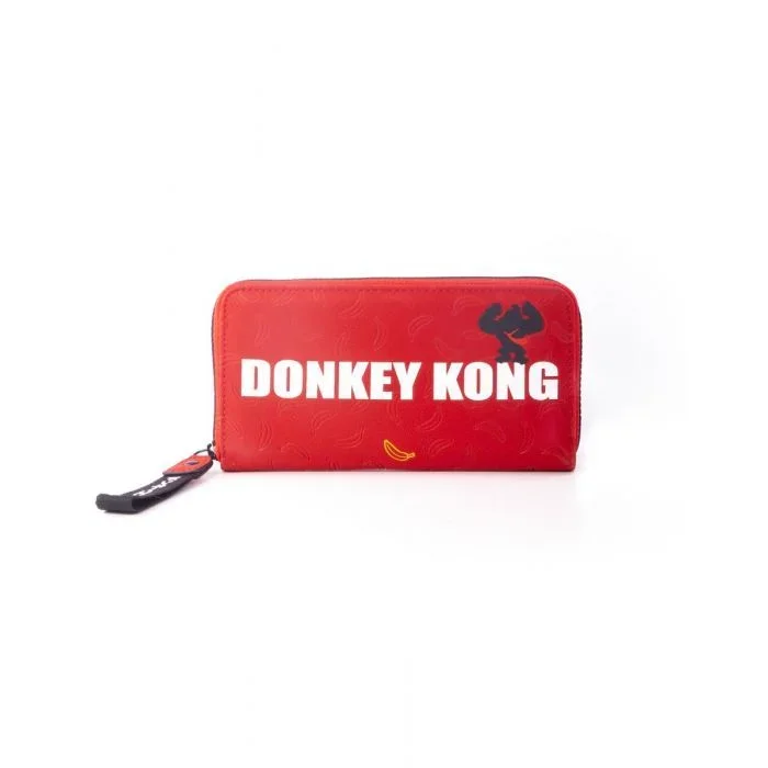 Difuzed Donkey Kong Logo Zip Around Wallet Purse, Accesorio de Viaje-Billetera Plegable para Mujer, Red, Talla única