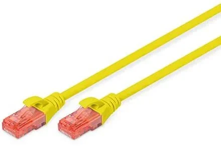 DIGITUS Cable LAN Cat 6 – 0,5m – Cable de red RJ45 – UTP sin apantallar – Compatible con Cat-6A y Cat-5e – Amarillo