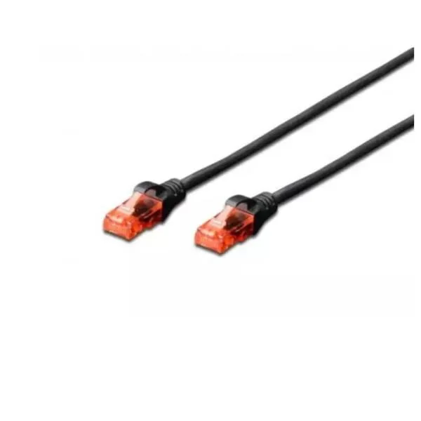 DIGITUS Cable LAN Cat 6 – 1m – Cable de red CCA con RJ45 – U/UTP sin apantallar – Compatible con Cat-6A y Cat-5e – Negro
